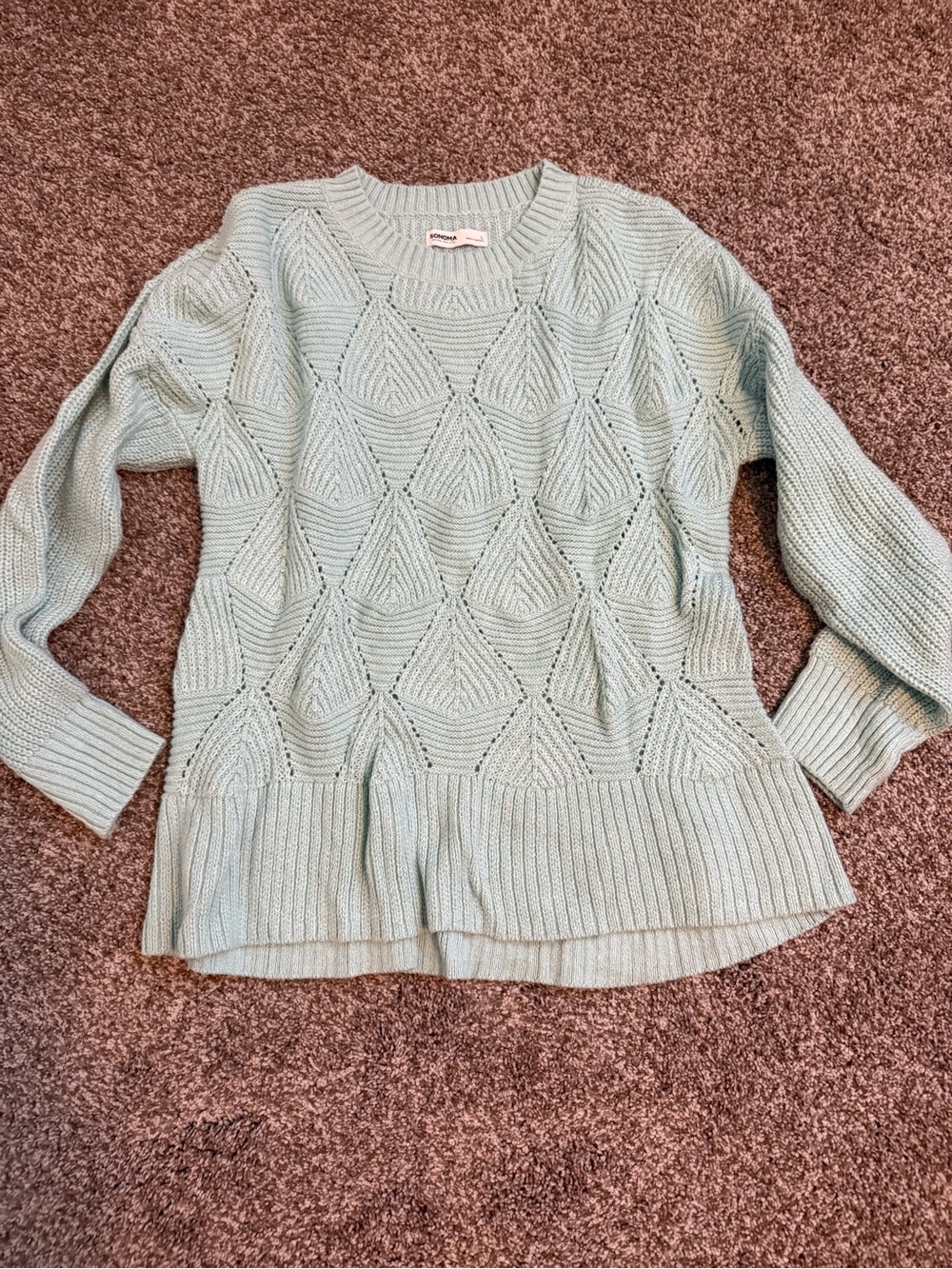 Sonoma Mint Pointelle Crewneck Sweater